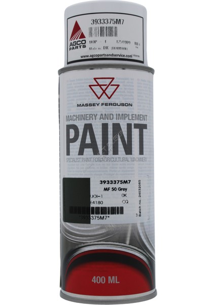 Massey Ferguson 3933375M7 Gövde Gri Sprey Boya – Orijinal Agco Ürünü