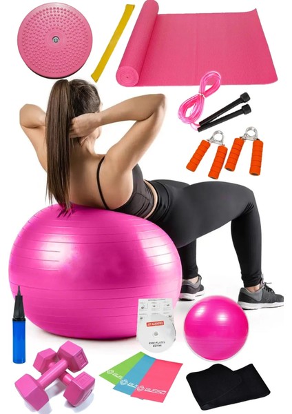 15 Li Pilates Seti Topu Pilates Bandı Dambıl Minder Atlama Ipi Twister Aerobik Kemer El Yayı fırsatları