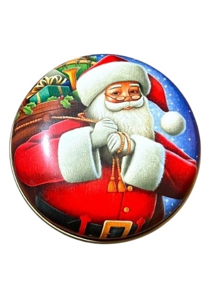 Kırmızı Noel Baba Resimli Kokulu Hediyelik Yılbaşı Yeni Yıl Dekoratif Teneke Içinde Mum