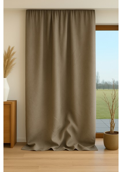 Mr.stock Çizgili Keten Güneşlik Fon Perde Tek Kanat - 15785