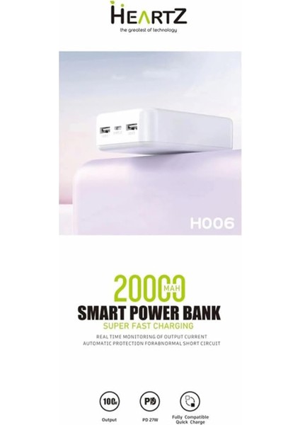 20000 Mh Pd 27W ve USB 100W Fast Hızlı Şarj Dahili Type C ve Lightning Kablolu POWERBANK-H006 fiyatları