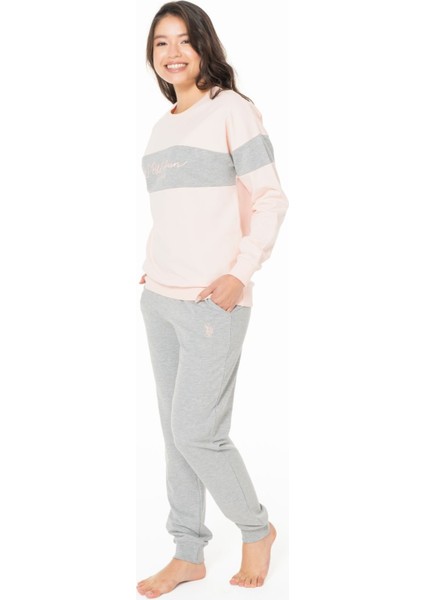 U.s Polo Assn. 20122 Kadın Uzun Kollu Bisiklet Yaka Paçası Bantlı Rahat Ev Giyim-Somon fiyatları