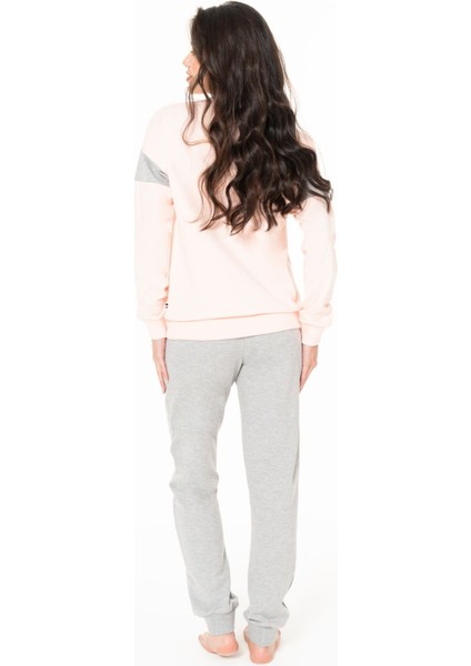 U.s Polo Assn. 20122 Kadın Uzun Kollu Bisiklet Yaka Paçası Bantlı Rahat Ev Giyim-Somon modelleri