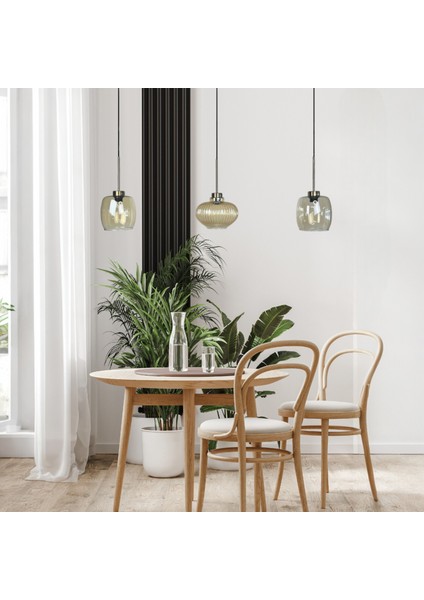 Üçlü Lunex Cam Bal Rengi Avize Ince Eskitme Başlık Sarkıt Yemek Masası Üstü Iç Mekan Cafe Otel fiyatları