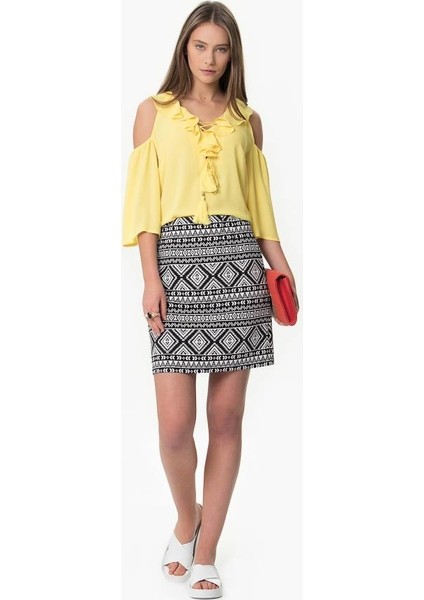 Desenli Etek Siyah-Kemik Y1615051_093