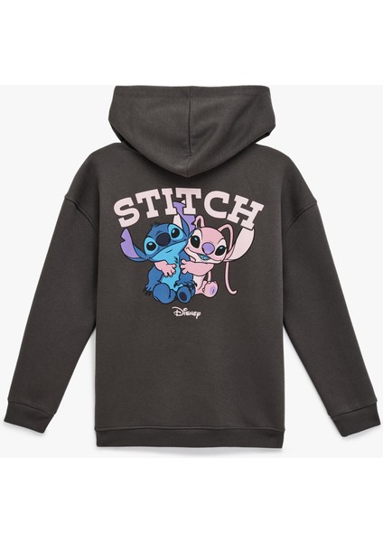 Stitch Lisanslı Baskılı Uzun Kollu Kapüşonlu Oversize Sweatshirt fiyatları