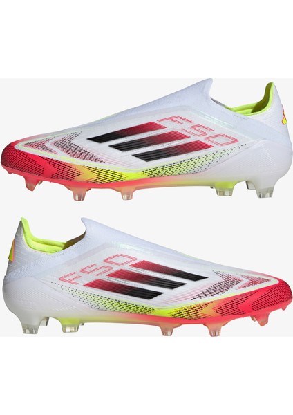 F50 Elite Bağcıksız Erkek Beyaz Çim Saha Kramponu.-