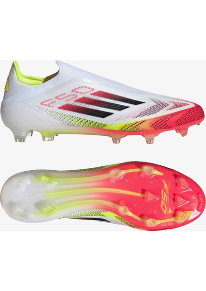 F50 Elite Bağcıksız Erkek Beyaz Çim Saha Kramponu.-