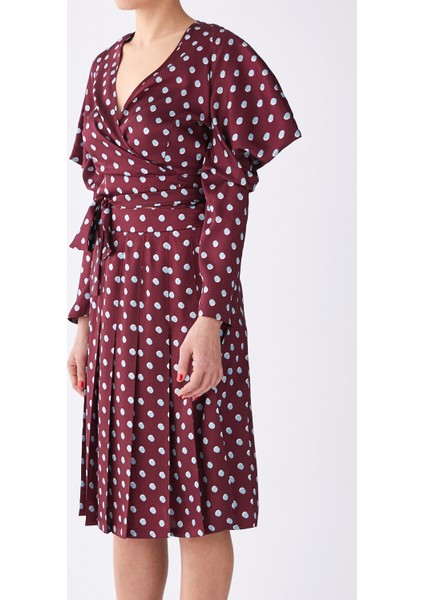 Puantiyeli Pileli Etek Bordo K1915049_008