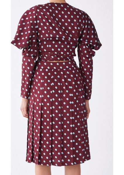 Puantiyeli Pileli Etek Bordo K1915049_008 fiyatları