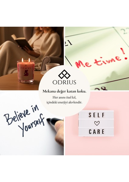 Femme Kokulu Mum – Bergamot, Gül & Yasemin – Feminen ve Çekici Atmosfer – Kalıcı Mum – Soya & Hindistan Cevizi Bazlı ve Rafine Mineral ile Zenginleştirilmiş Özgün Mum Karışımı – 150 Gram - Odrıus fırsatları