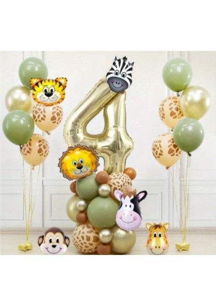 6'lı Safari Doğum Günü Konsepti - Yaş Günü Doğum Günü Kutlama Partisi Seti