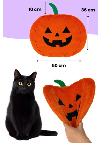 Cadılar Bayramı Temalı Kedi Minderi | Balkabağı Şeklinde Oyun ve Dinlenme Minderi fiyatları