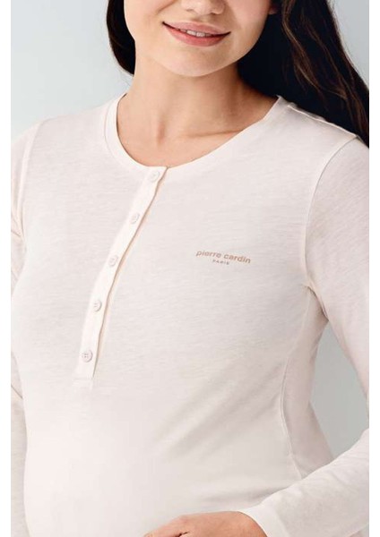 9066 Hamile Lohusa Düğmeli Bisiklet Yaka Pijama Takımı-Tozpembe indirimleri