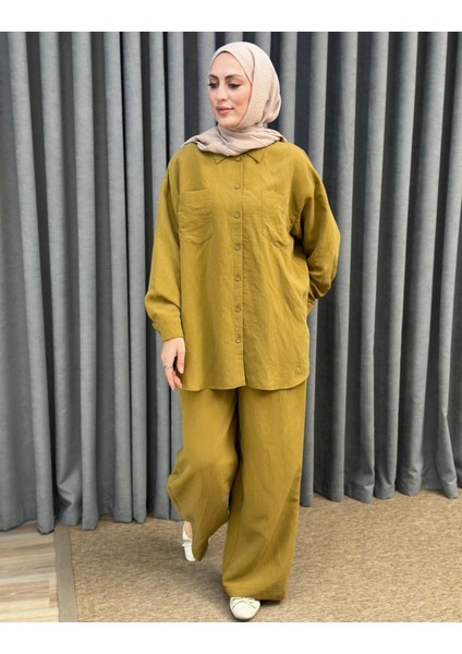 1021 Çift Cepli Gömlek Bol Pantolon Fitilli Modal Takım fiyatları