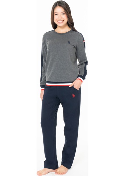 U.s Polo Assn. 20116 Kadın Uzun Kollu Bisiklet Yaka Rahat Ev Giyim-Antrasitmelanj