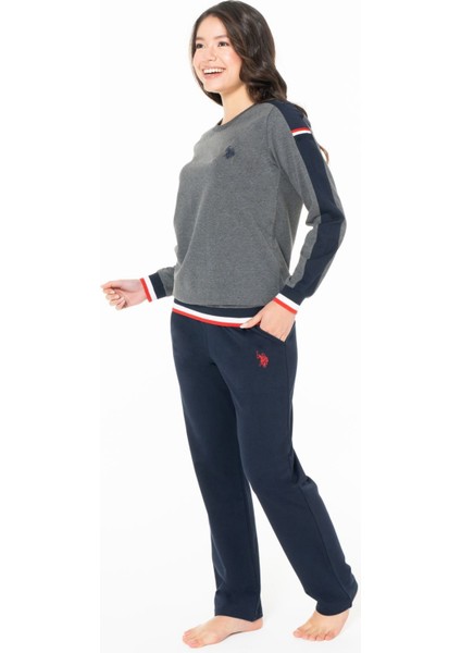 U.s Polo Assn. 20116 Kadın Uzun Kollu Bisiklet Yaka Rahat Ev Giyim-Antrasitmelanj fiyatları