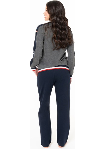 U.s Polo Assn. 20116 Kadın Uzun Kollu Bisiklet Yaka Rahat Ev Giyim-Antrasitmelanj modelleri