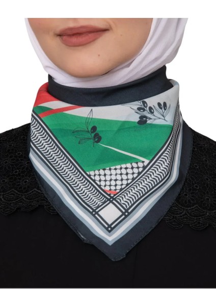 Filistin Temalı Fular 45X45 Unisex Günlük Kullanıma Uygun Puşi Şal Kefiye Filistin Bayrak AFL2364