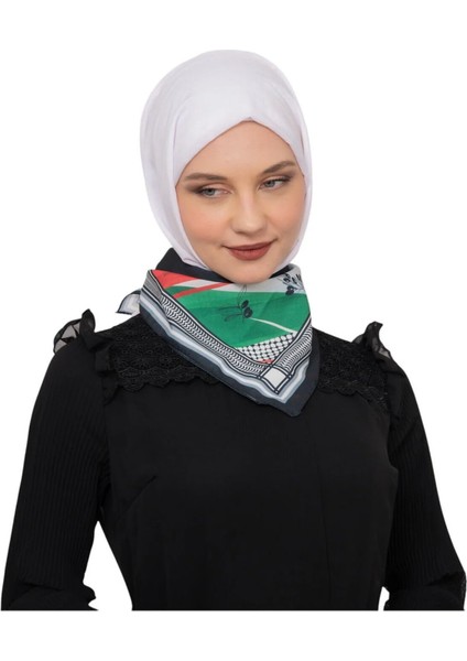Filistin Temalı Fular 45X45 Unisex Günlük Kullanıma Uygun Puşi Şal Kefiye Filistin Bayrak AFL2364