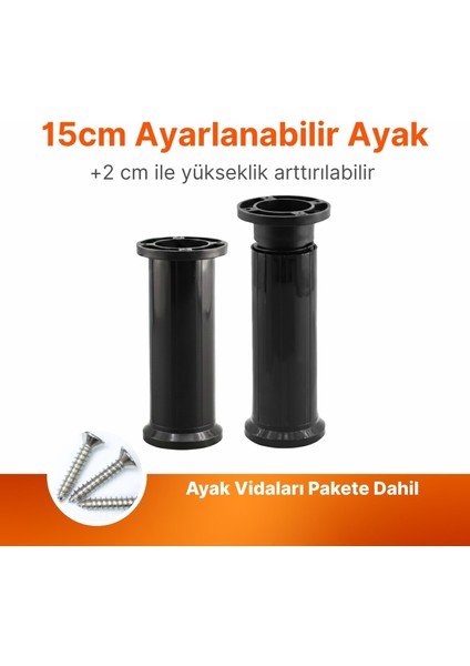 Ayarlanabilir Siyah Plastik Ayak Dolap Mobilya Tezgah Yükseltici Yükseltme Ayağı 1 Adet 15 cm indirimleri