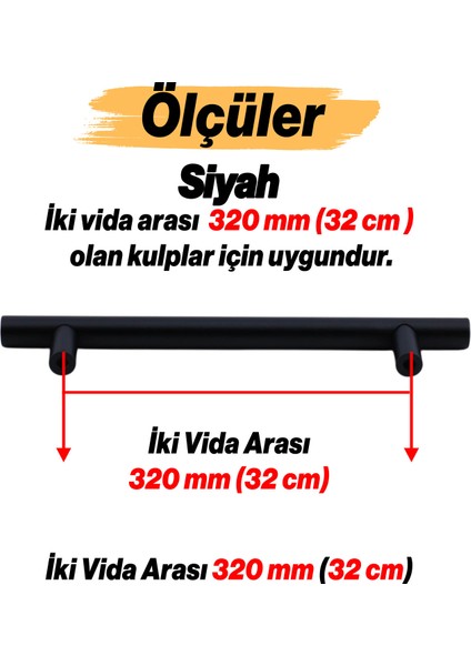 Mobilya Mutfak Çekmece Dolap Dolabı Kulpu Kulbu Kulplar Mat Siyah Metal Kulp 320 mm 320 cm modelleri
