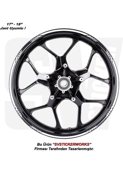 Motosiklet Jant Şeridi 16'lı Set Takım Kesikli Şerit Sticker
