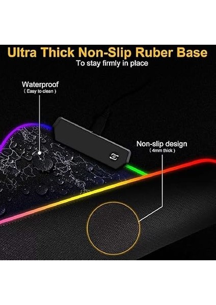 Büyük Oyuncu Rgb Mousepad ve Klavye Pad Mavi Altıgen Desenli Blue Hex Tasarım Işıklı 70CM x 30CM Mouse Pad modelleri