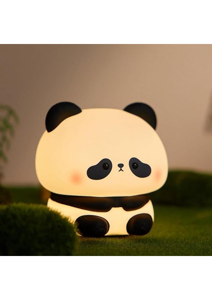 Yumuşak Silikon Panda Mini Gece Lambası Dekoratif Işık Derecesi Ayarlanabilir Yatak Odası Lambası Panda Kitap Okuma Lambası Çocuk Odası 8cm x 9cm K-1165 (Panda - K-1159)