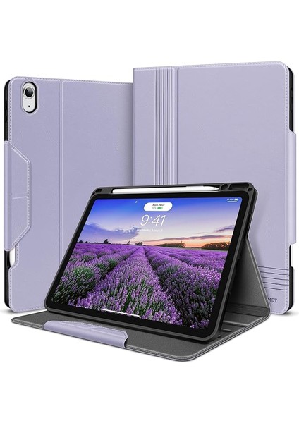 Holımet iPad Air 6 11 Inç 2024 Için Kılıf, iPad Air 5/4 Kılıfı (10,9 Inç 2022/2020) Kalem Tutuculu, Tpu Arka Yüz Akıllı Kılıf Otomatik Uyku/uyandırma ve Ayakta Durma Fonksiyonlu - Mor