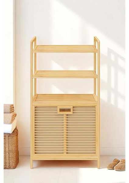Bambu Xl Kirli Sepetli 3 Raflı Çok Amaçlı Banyo Düzenleyici Çamaşır Sepeti Organizer DB-0011 fırsatları