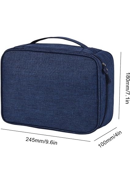Organizatör Seyahat Çantası Fermuar Tasarımı Çok Fonksiyonlu Kablo Aksesuarları Depolama Çantası Kablo Kablosu Şarj Cihazı Sabit Kulaklık Güç Bankası (Black) (Koyu Mavi) fiyatları
