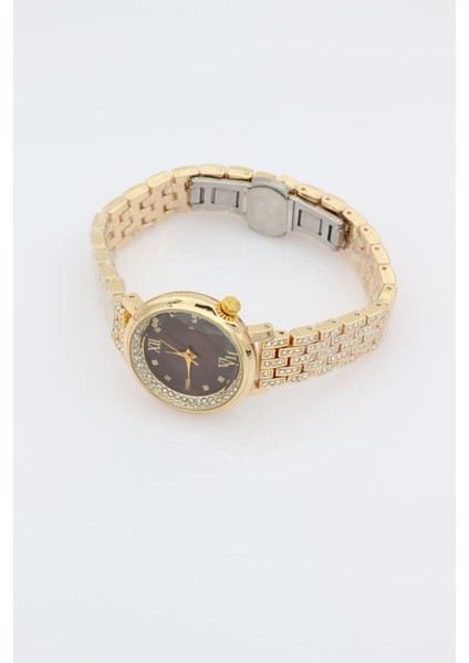 Stil Incisi Gold Luxury Watch, Siyah Zirkon Taşlı Çelik Saat fiyatları