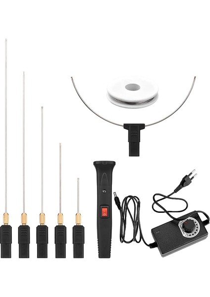 5 Düz Uçlu ve 1 Kemer Ucu ile 24W El Elektrikli Köpük Kesici Kiti Ayarlanabilir Sıcaklık Taşınabilir Köpük Kesme Kalemi Sıcak Tel Kesici Strafor Kesme Aleti Oymacı