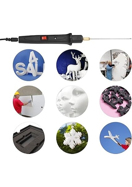 5 Düz Uçlu ve 1 Kemer Ucu ile 24W El Elektrikli Köpük Kesici Kiti Ayarlanabilir Sıcaklık Taşınabilir Köpük Kesme Kalemi Sıcak Tel Kesici Strafor Kesme Aleti Oymacı indirimleri