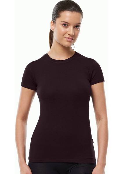 Kadın Kahve Yuvarlak Yaka Kısa Kollu Modal Body 191