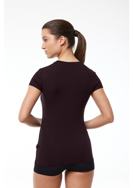 Kadın Kahve Yuvarlak Yaka Kısa Kollu Modal Body 191 fırsatları