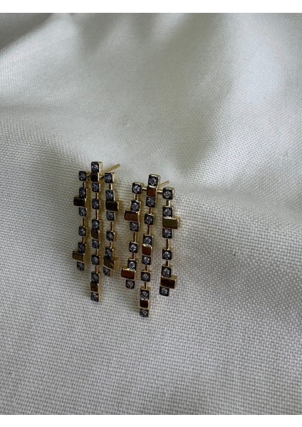 Çift Renkli Zirkon Taşlı Küpe modelleri