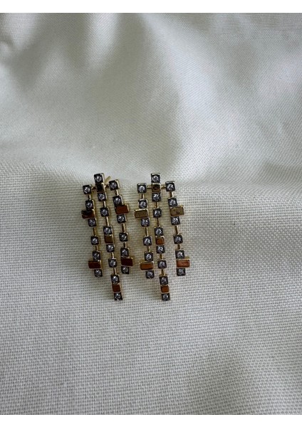 Çift Renkli Zirkon Taşlı Küpe fırsatları