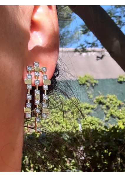 Çift Renkli Zirkon Taşlı Küpe indirimleri