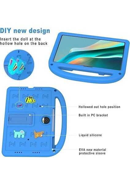 Kılıf Honor Pad 9 12.1 Inch ile Uyumlu,çocuklar Tablet Kılıfı,saplı Kavrama,hafif ve Darbeye Dayanıklı Saplı Stand Kılıf-Mavi modelleri