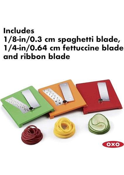 - Good Grips Sebze/spiral Kesici, Çok Renkli Paslanmaz Çelik Bıçaklar (Beyaz, Yeşil, Turuncu, Kırmızı), 20 x 13 x 20 cm modelleri