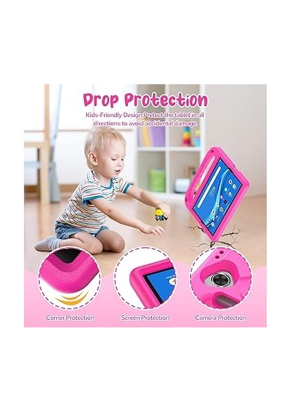 Lenovo Tab M10 Fhd Plus 10.3 Inç TB-X606F/TB-X606X Için Kılıf, Hafif Darbeye Dayanıklı Çocuk Ayaklı ve Omuz Askılı Kılıf, Lenovo M10 Fhd Plus 10.3" Model 2020 Tablet Için, Pembe fırsatları