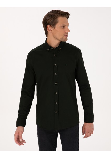 Erkek Haki Regular Fit Uzun Kollu Gömlek 50316736-VR027 modelleri