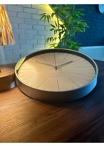 Modern Duvar Saatleri Noble Serisi 35 cm Ø Gerçek Cam Ev/ofis/mutfak/sınıf/okul Sessiz & Akar (Gümüş)