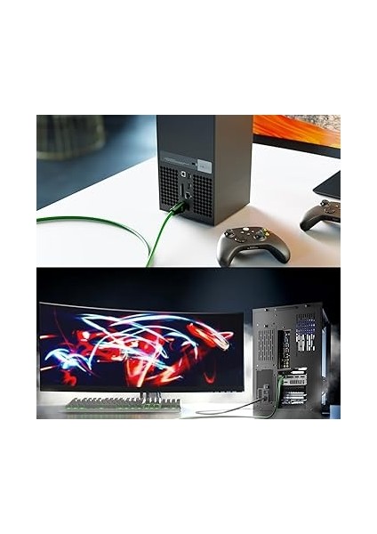 – 8k HDMI 2.1 Kablo, Sertifikalı Gamer Sürümü – 3 M (8K@60Hz, 10K, 8k Için Ultra Yüksek HIZ/48G Veya 4k'da Ultra Hızlı 144 Hz, Ps5/xbox ve Oyun Bilgisayarı, Monitör/tv, Gri Için, Yeşil) modelleri