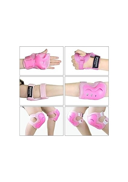 Yüksek Koruma 3-12 Yaş Paten Scooter Bisiklet Kaykay Diz Dirsek El Koruma Koruyucu Seti Pembe indirimleri