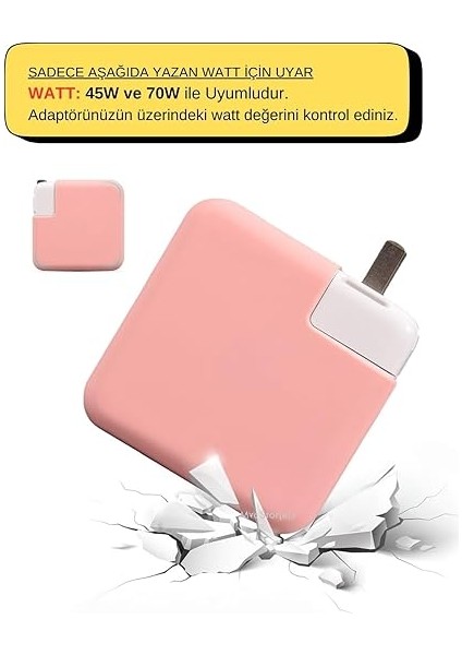 Şarj Aleti Silikon Kılıfı Macbook Air Magsafe 1-2 45W ve 70W ile Uyumlu Pembe fiyatları