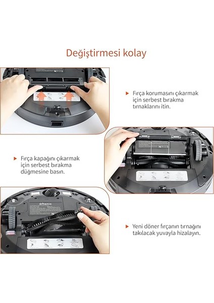 D5S Pro Aksesuar Kiti, 11 Parça (4 Yan Fırça + 4 Hepa Filtre + 2 Mikrofiber Paspas Bezi + 1 Rulo Fırça) modelleri