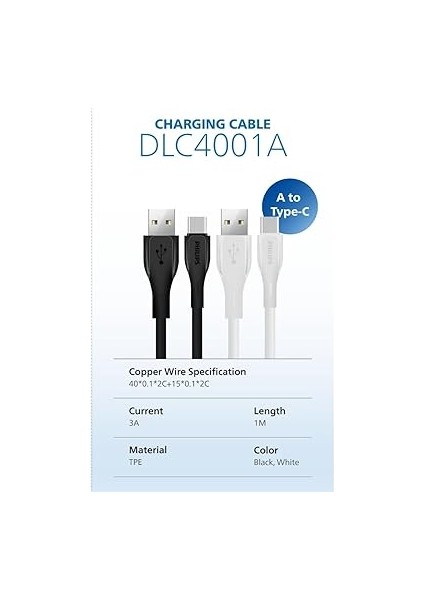 DLC4001A Usb-C Şarj ve Data Kablosu, Hızlı Şarj, 3A Yüksek Akım, 1 Metre, Dayanıklı Slikon Kablo (Beyaz) fiyatları